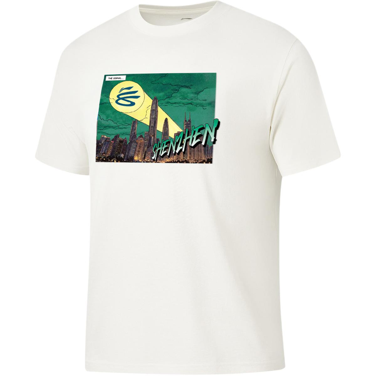 Li Ning Curry China Collection T Shirts Men's Ivory Shenzhen Crew Neck Moderate Straight Fit Main image