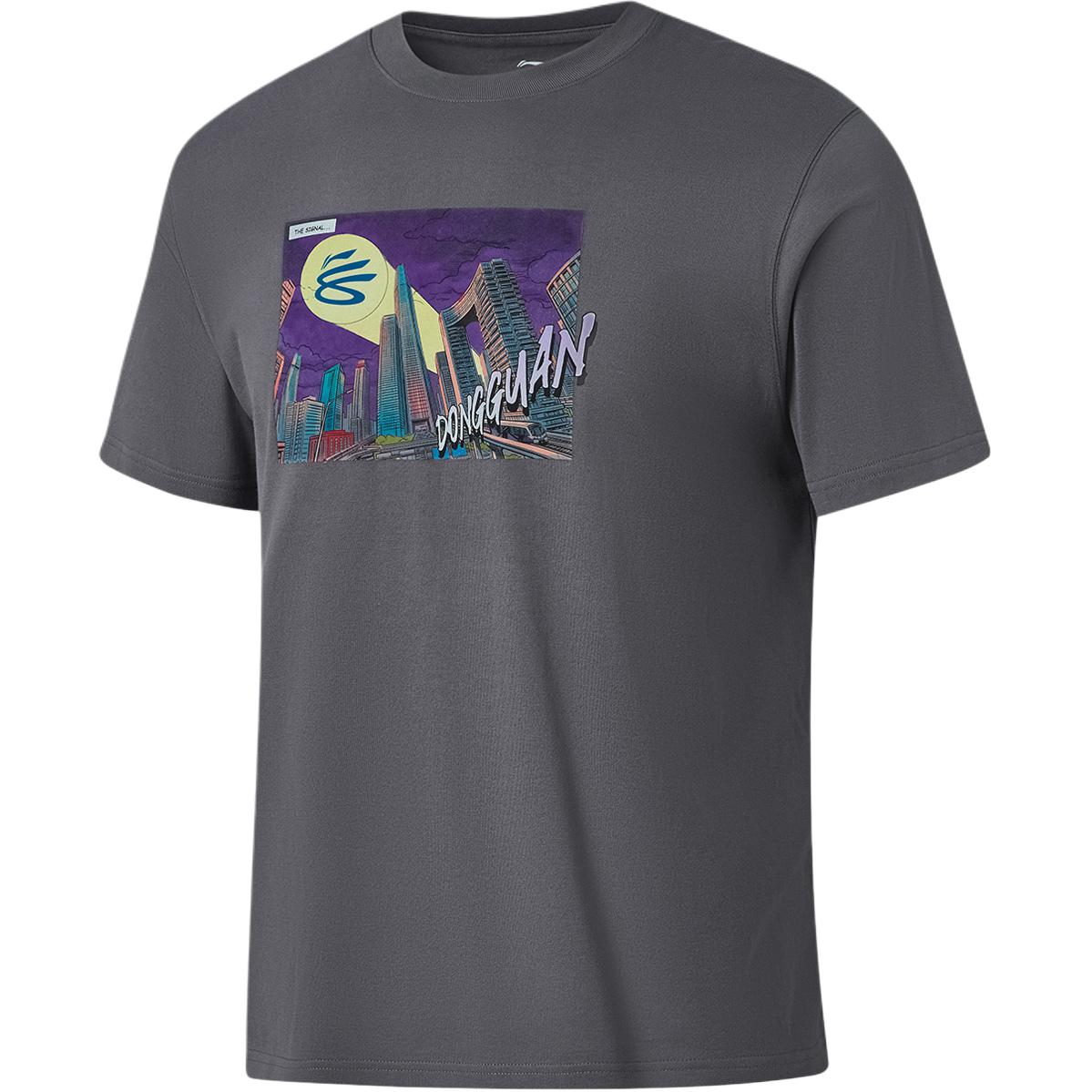 Li Ning Curry China Collection T Shirts Men's Meteorite Gray Dongguan Crew Neck Moderate Main image