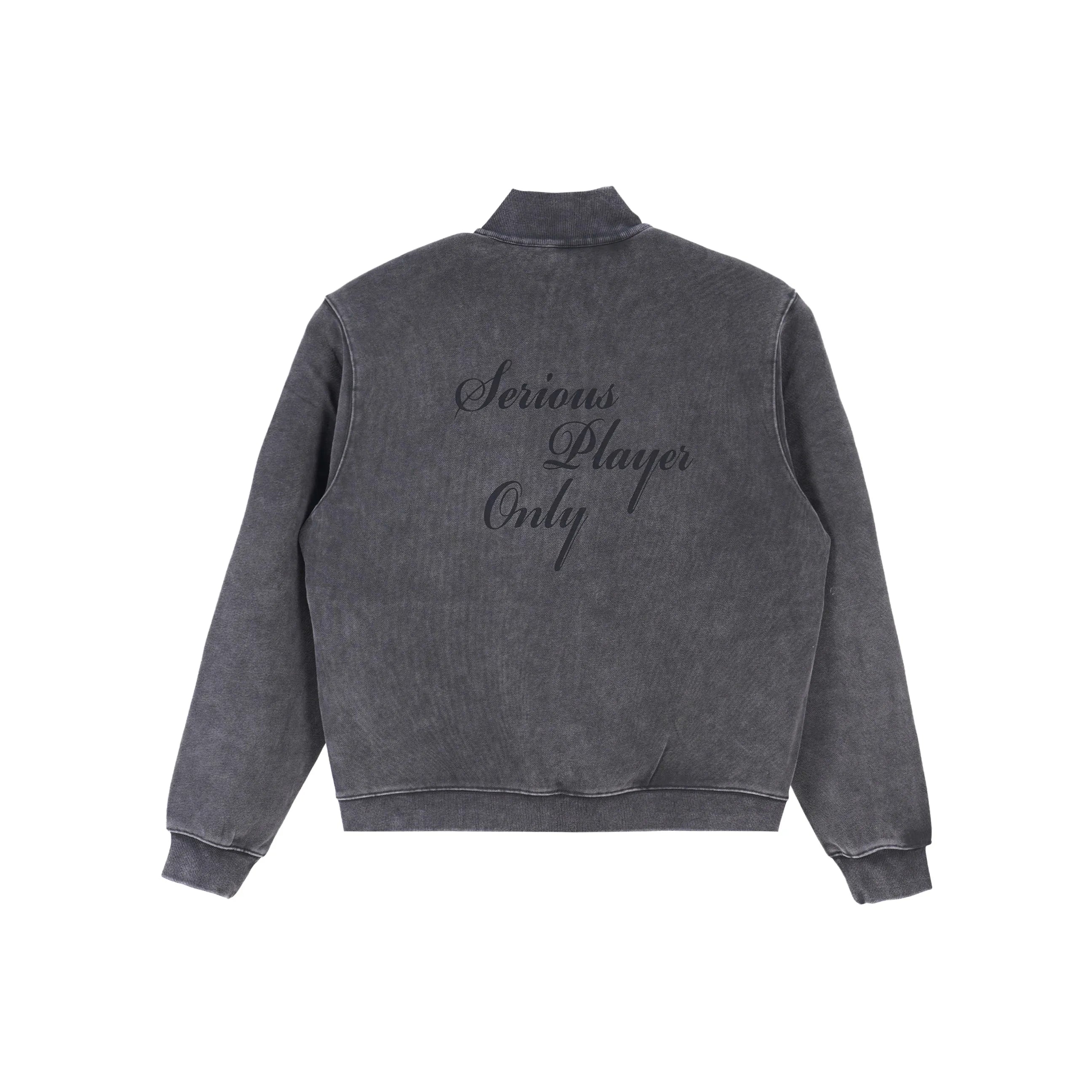 Serious Player Only Zip Up Crewneck Sweatshirt Washed Black Secondary image
