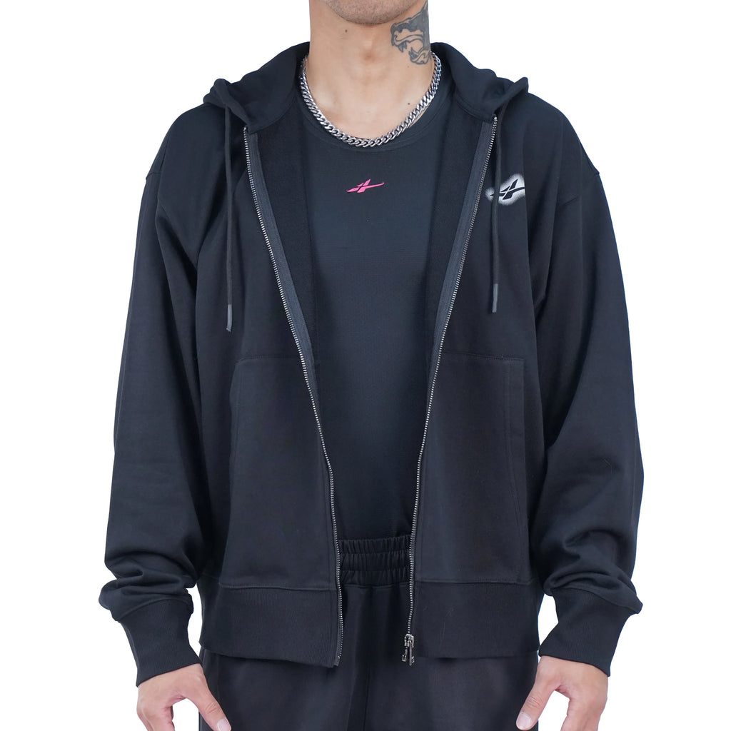 Serious Player Only Lightweight Zip Up Hoodie Black