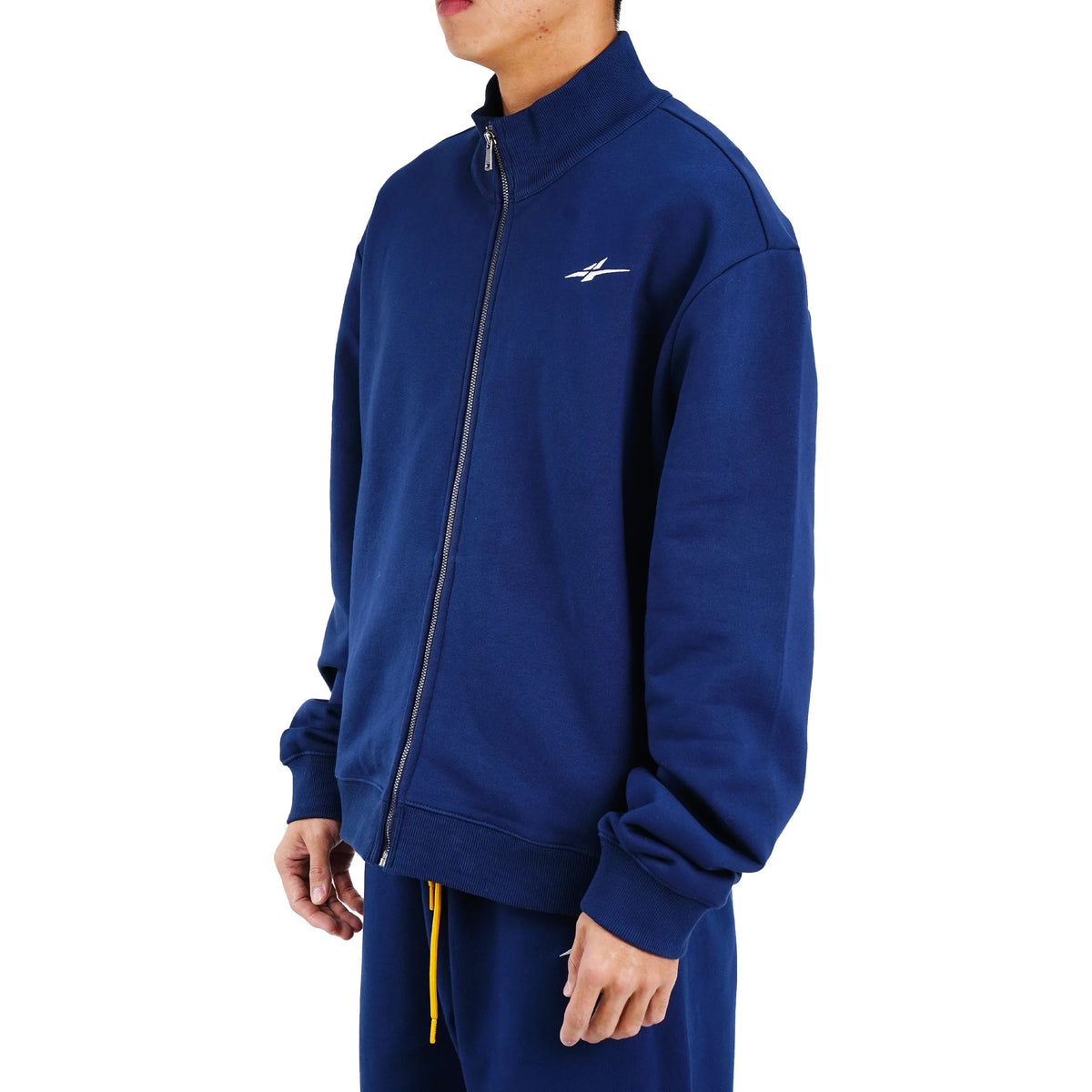 Serious Player Only Zip Up Crewneck Sweatshirt Navy Blue