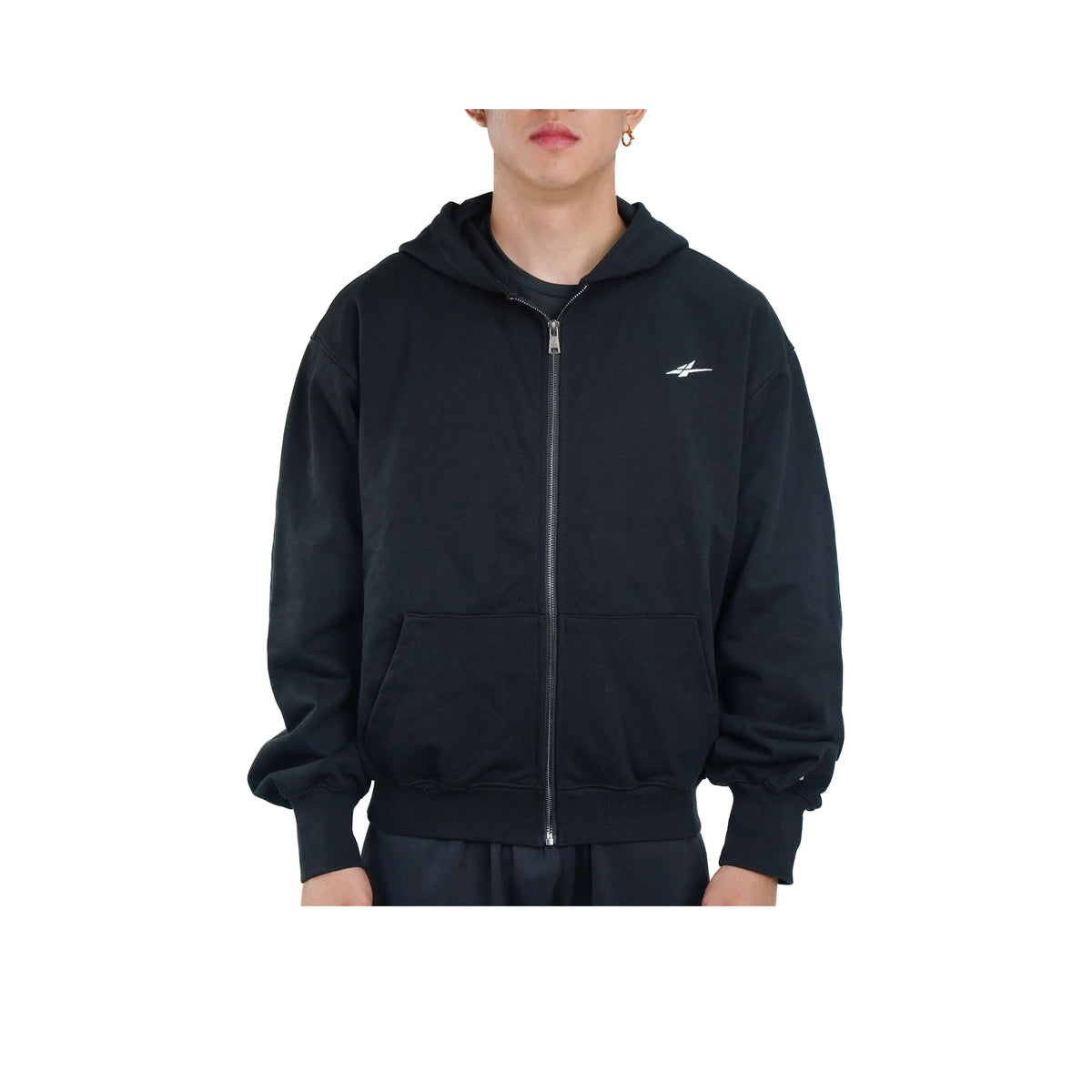 Serious Player Only Lightweight Zip Hoodie KR Black