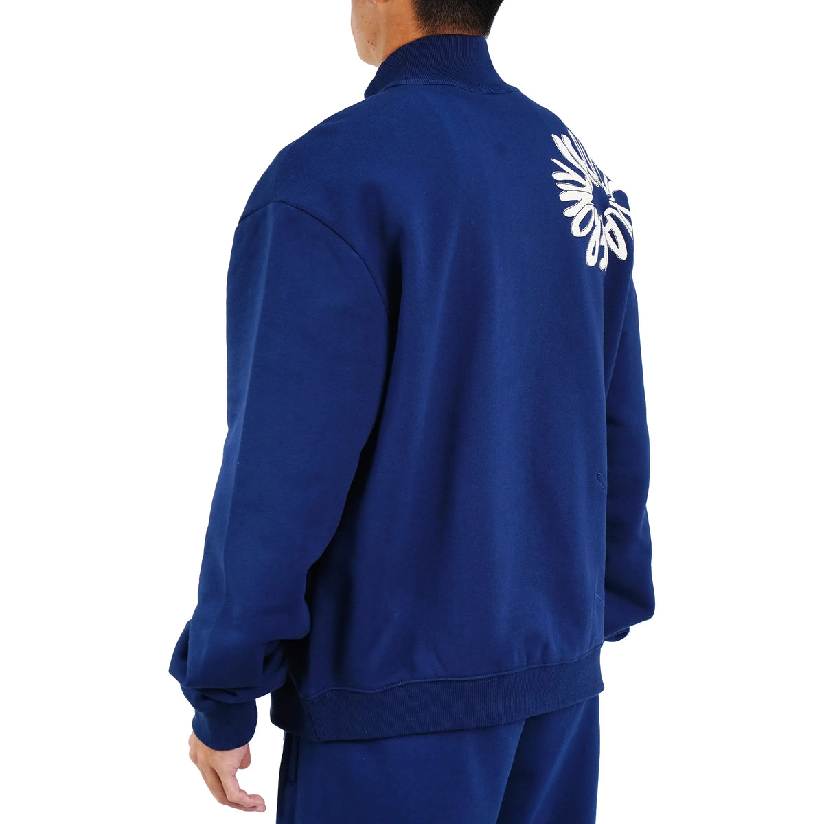 Serious Player Only Zip Up Crewneck Sweatshirt Navy Blue