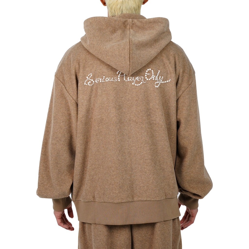 Serious Player Only Zip Up Terry Hoodie-pearl Brown