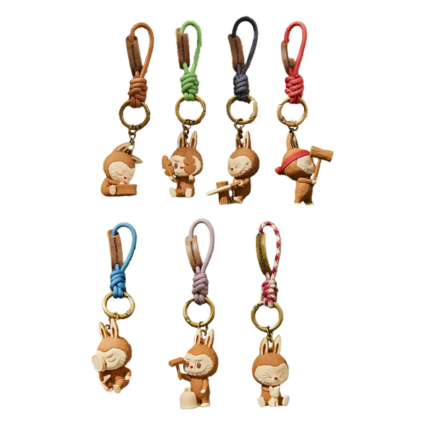 POP MART Labubu Wood Workshop Collection Keychain