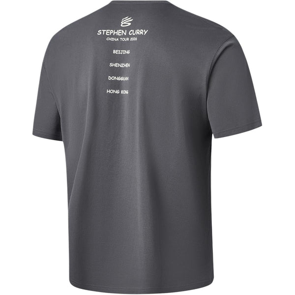 Li Ning Curry China Collection T Shirts Men's Meteorite Gray Beijing Crew Neck Moderate