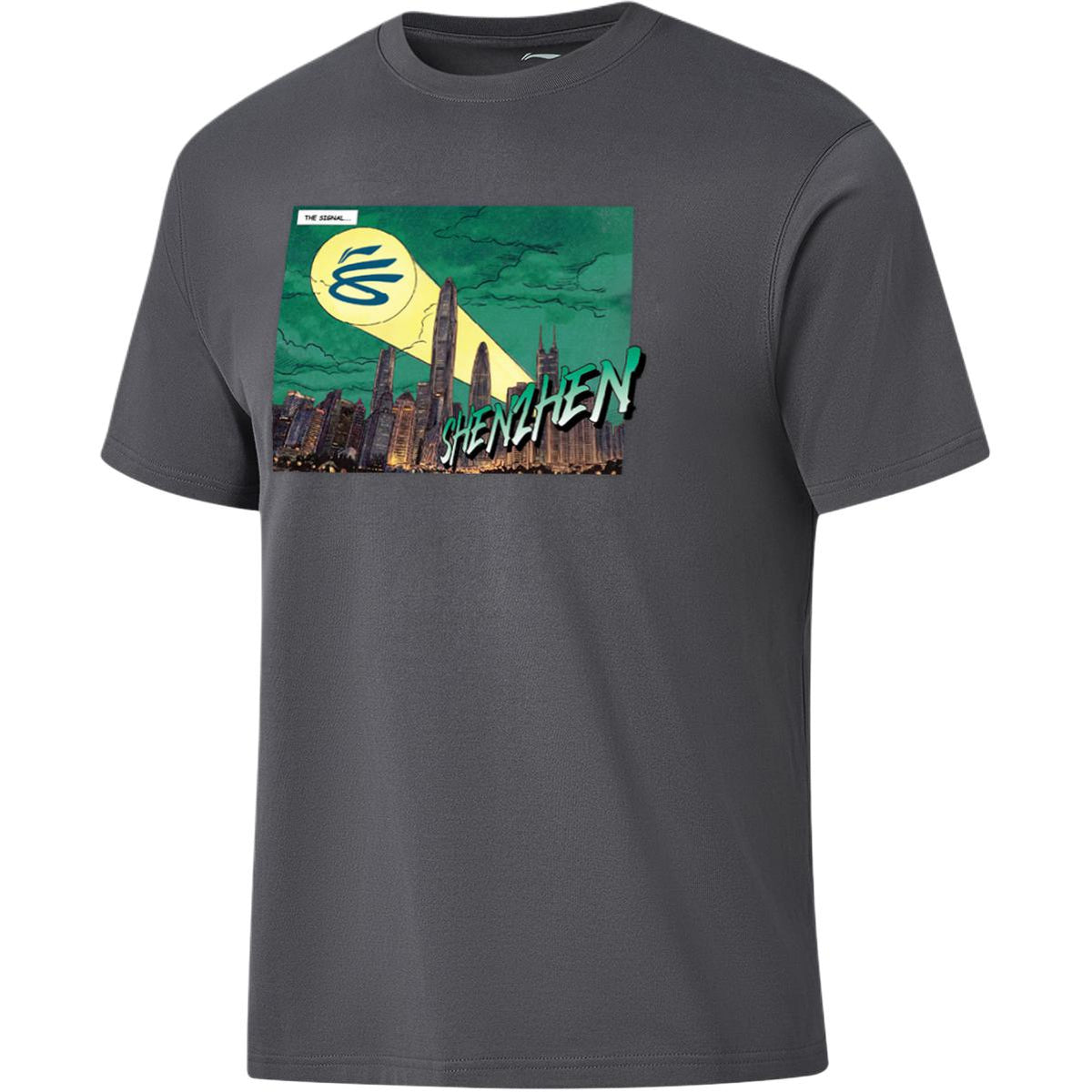 Li Ning Curry China Collection T Shirts Men's Meteorite Gray Shenzhen Crew Neck Moderate Main image