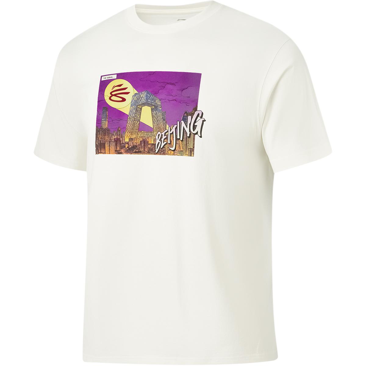 Li Ning Curry China Collection T Shirts Men's Ivory Beijing Crew Neck Moderate Main image